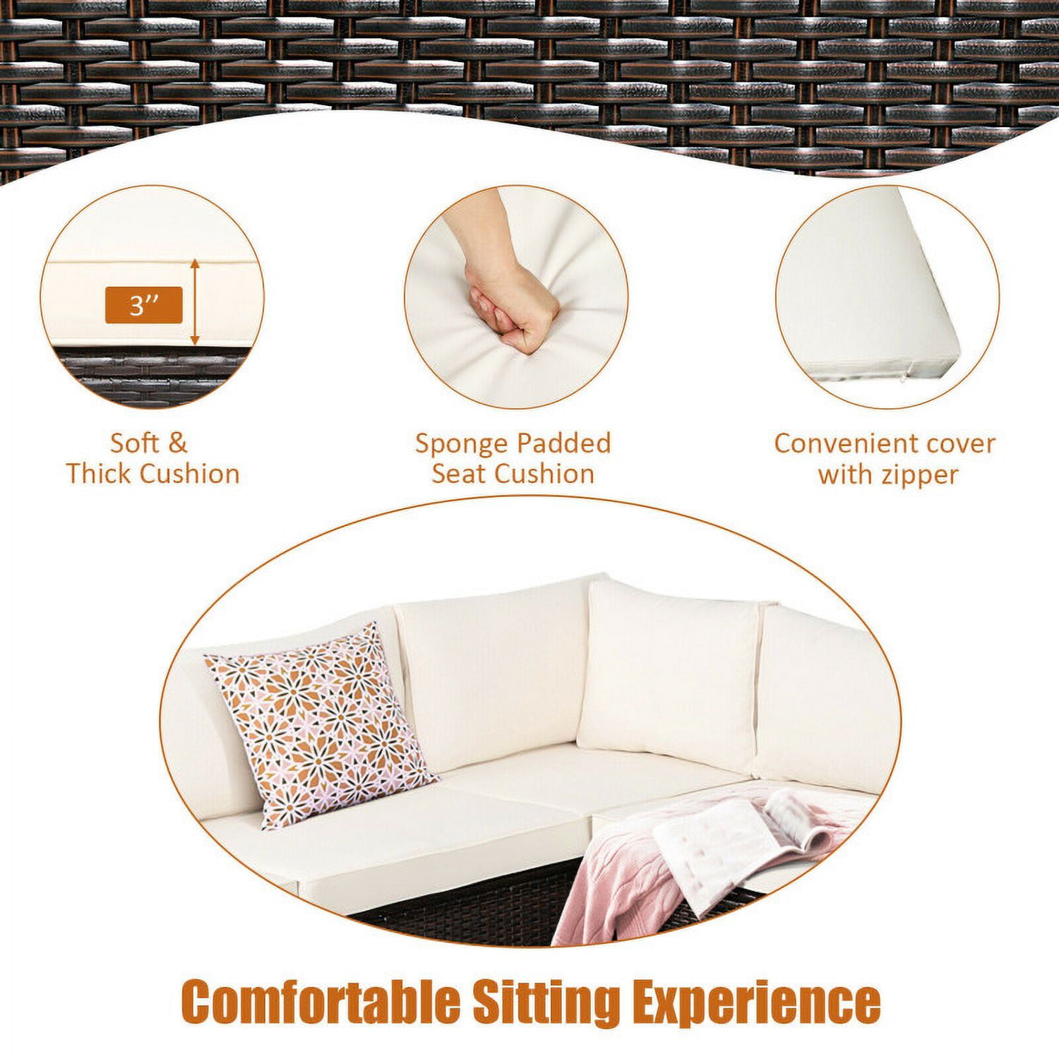 Aimee Lii 6 Pieces Patio Furniture Sofa Set with Cushions for Outdoor, Outdoor Patio Set, Beige Aimee Lii 6 Pieces Patio Furniture Sofa Set with Cushions for Outdoor, Outdoor Patio Set, Beige