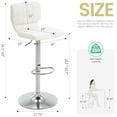 thumbnail image 3 of Set of 2 Adjustable Bar Stools with Back, Modern Armless PU Leather Counter Height Barstools, 360° Swivel Chairs with Thick Cushions for Kitchen Dining Pub Cafe (White), 3 of 10