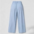 thumbnail image 7 of VBVC Women's Waffle Wide Leg Pants , Pleated High Waisted Trousers For Women , Ladies' Pull On Work Pants with Pockets, Blue , S-3XL, 7 of 7