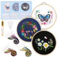 thumbnail image 2 of Embroidery Starter Kit Elegant Flower Cross Stitch Kit with 3x Embroidery Cloth 3x Embroidery Hoops 6x Needles 3x Colorful Threads 1x Scissors for Adults Beginners, 2 of 11