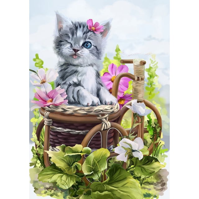 Pintura de diamante (DE4772) Gato 5D DIY Punto de cruz de diamantes de imitación cuadrados (B930) 45x60cm FLhrweasw Nuevo
