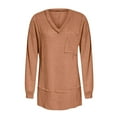 thumbnail image 4 of Spring Saving GaThRRgYP Womens Tops Long Sleeve V-Neck,Women's Winter Top Women's V-neck Long Sleeve Pocket Solid Knit Bottom Shirt Long Sleeve Hoodless Casual Blouse, 4 of 5