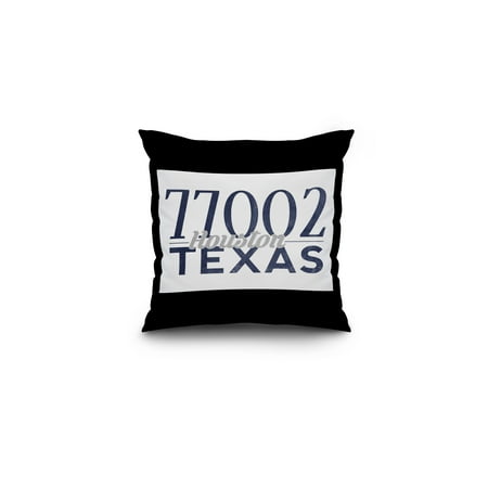 Houston, Texas - 77002 Zip Code (Blue) - Lantern Press Artwork (16x16 Spun Polyester Pillow, Black