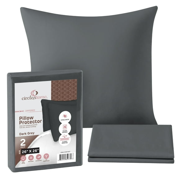 CIRCLESHOME European Pillow Protectors - 100% Cotton Breathable Pillowcases - 26 X 26 Square Pillowcases - Protects Pillows from Dirt, Dust and Debris (European- 2 Pack- 26x26)