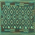thumbnail image 1 of Ahgly Company Machine Washable Indoor Square Southwestern Turquoise Blue Country Area Rugs, 7' Square, 1 of 4