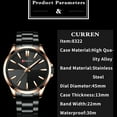 thumbnail image 4 of Men Watches Luxury Brand Gold Stainless Steel Band CURREN Luxury Quartz Watch Mens Waterproof Business Man Relogio Masculino, 4 of 6