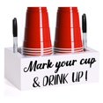thumbnail image 1 of Portavasos desechable doble con ranura para marcador Marca tu taza y dispensador de bebidas de madera Diseños de 2 lados para fiestas Granja Bar Navidad Inauguración de la casa Decoración navideña Reg, 1 of 1