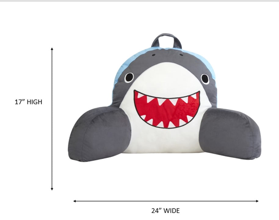 Your Zone Kids Figural Shark Backrest Pillow for Kids, 24" x 17", Multicolor