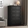 thumbnail image 6 of 5 Drawer Dresser, Wood Chest of Drawers for Bedroom, Vintage Storage Cabinet Dresser Organizer Unit with Antique Bronze Round Handles for Living Room, Closet, Hallway, Entryway, 6 of 13