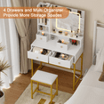 thumbnail image 2 of Furologee Vanity Desk with Mirror and Lights, Makeup Table & Stool Set with 4 Drawers and Power Outlet, 2 of 8