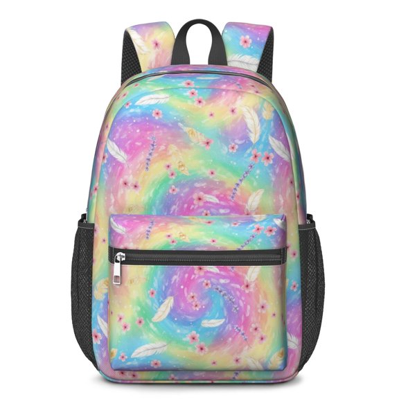 Pioneer Flower Floral Print Pattern 17" School Backpacks for Teens,Waterproof Oxford Fabric,S-Shape Padded Straps for School,Travel,Hiking,Camping