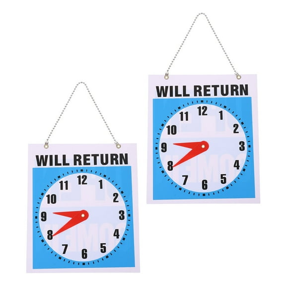 PBPBOX Wall Decor Will Return Sign Clock Design Sign Pendant PVC 2Pack