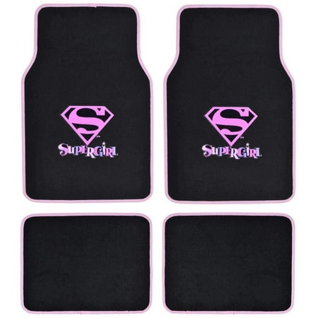 Supergirl DC Comics Logo Front & Rear Seat Car Truck SUV Carpet Floor Mats - 4PC