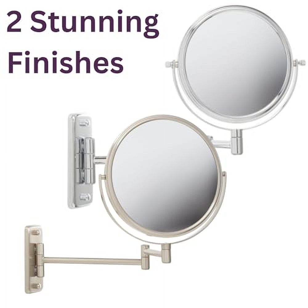 Jerdon 8 inch Diameter Two-Sided Wall-Mounted Makeup Mirror with 8X-1X Magnification, Chrome Finish - Model JP7808C - image 4 of 8