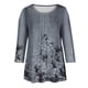 thumbnail image 4 of ICHUANYI Clearance Women Casual Print Loose Three Quarter Sleeve Round-Neck Tops(Gray, M) ICHUANYI WER2023080904822, 4 of 5