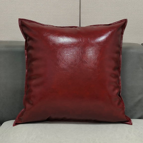 Faux Leather Decorative Throw Pillow Covers,Outdoor Modern Farmhouse Solid Decorative Pillow Covers 18X18 Inch Luxury Pillowcases for Room Couch Living Bedroom Bed Sofa