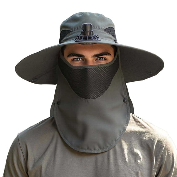 SUYIDA Ventilated Summer Sun Hat with Integrated Fan and Wide Brim for Outdoor UPF During Fishing and Beach Activities