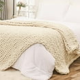 thumbnail image 1 of Chunky Knit Blanket Throw x Hand Knitted Chenille Throw Blanket Small Soft Thick Yarn Cable Knit Blanket Cute Rope Knot Crochet Throw Blankets for Couch Bed Sofa (Light ), 1 of 8
