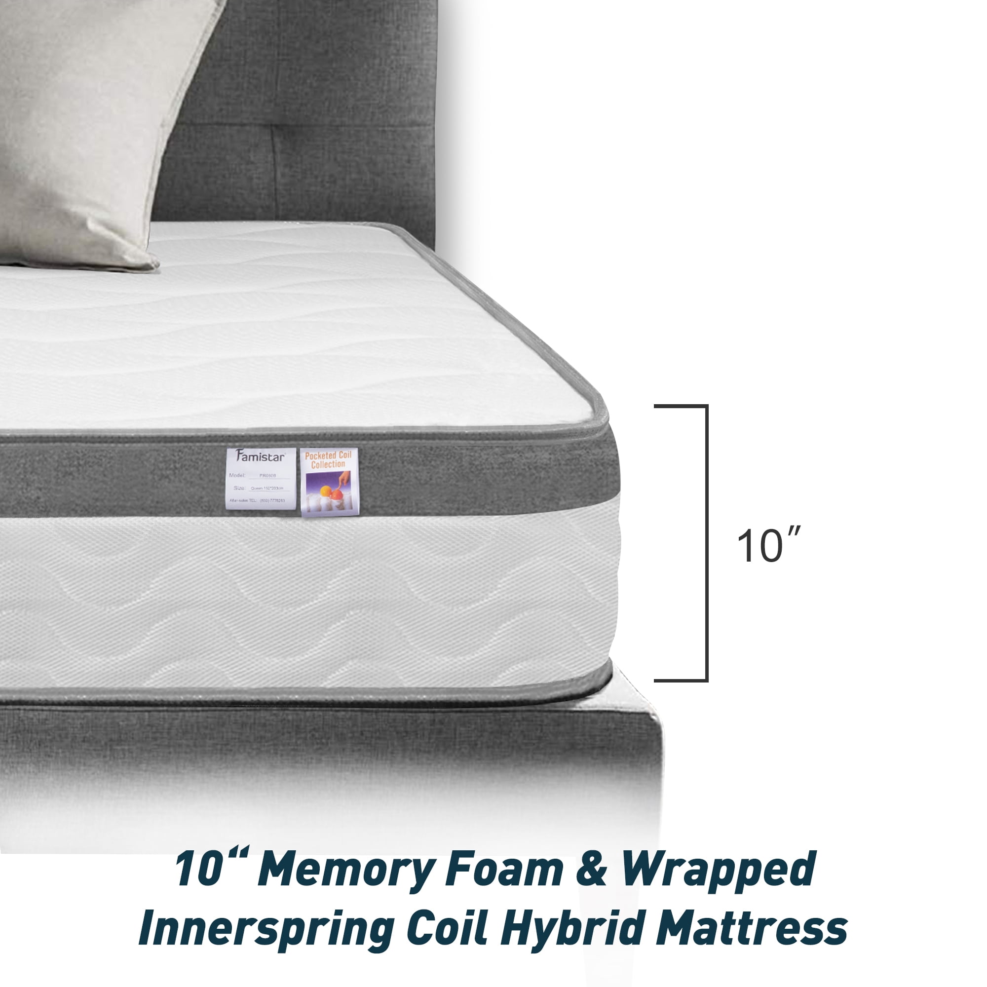 Twin Famistar 11 inch Memory Foam Innerspring Hybrid Mattress in a Box 