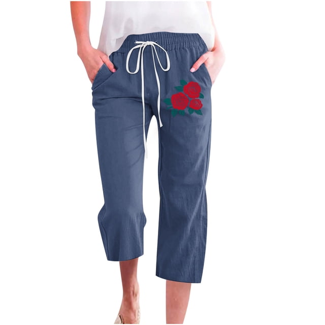 Mrat Pantalon d'Été Décontracté en Lin