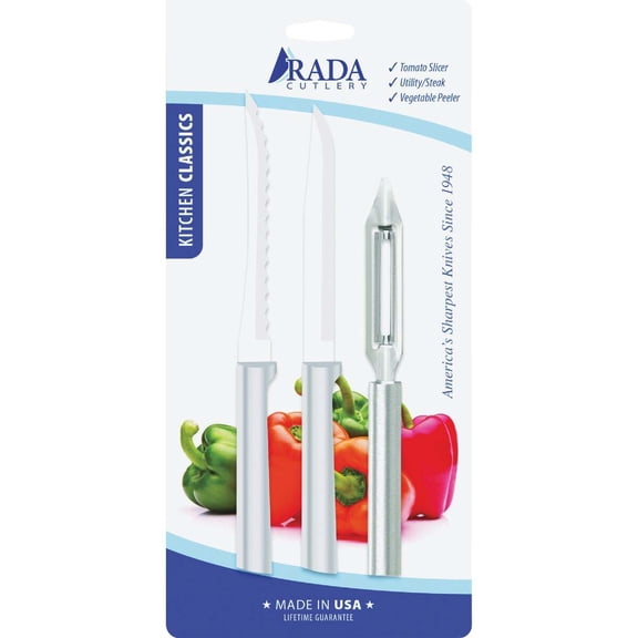 Rada 3 Piece Knife Set ProPak with Tomato Slicer, Vegetable Peeler, and Utility Knife