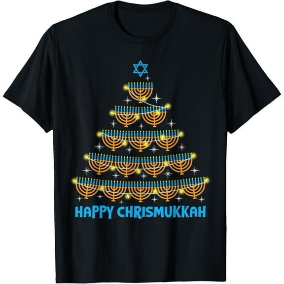 Happy Chrismukkah Menorah Christmas Tree Hanukkah Sleep T-Shirt