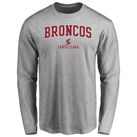 Men's Ash Santa Clara Broncos Proud Mascot Long Sleeve T-Shirt