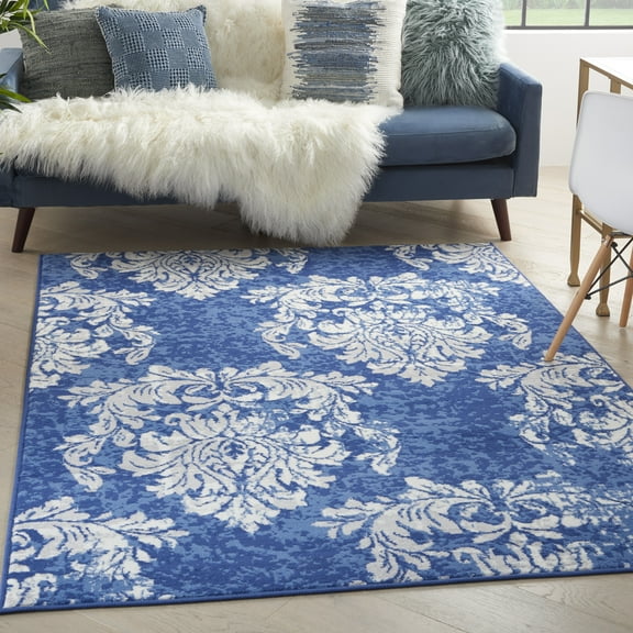 Nourison Whimsicle Bohemian Floral Navy Ivory 5' x 7' Area Rug, (5' x 7')
