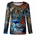 thumbnail image 4 of Puntoco Blusa informal de manga larga con cuello redondo y estampado de animales novedosos para mujer Puntoco Puntoco-1374, 4 of 5