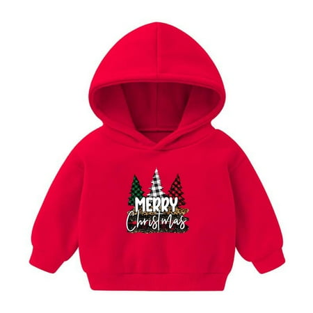 

Virmaxy Christmas Toddler Baby Boys Girls Cute Hoodies Plaid Tree Snowflake Printed Letter Graphic Hoodies Sweatshirt Long Sleeve Pullover Plush Hoodies For The Baby Christmas Gifts Red-C 6T