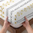 thumbnail image 3 of Queen Size Fitted Sheet Set - Modern Bohemia 3 Piece Bedding Sets 16" Deep Pocket Fitted Sheet with 2 Pillowcases, Spring Floral Leaves Lines Simple Rustic Brushed Microfiber Hotel Luxury Bed Sheets, 3 of 9