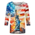 thumbnail image 5 of GERsome American Flag T-Shirt for Women 3/4 Sleeve Crewneck 4th of July Patriotic Shirts Loose Fit USA Star Stripes Graphic Tee S-5XL, 5 of 5