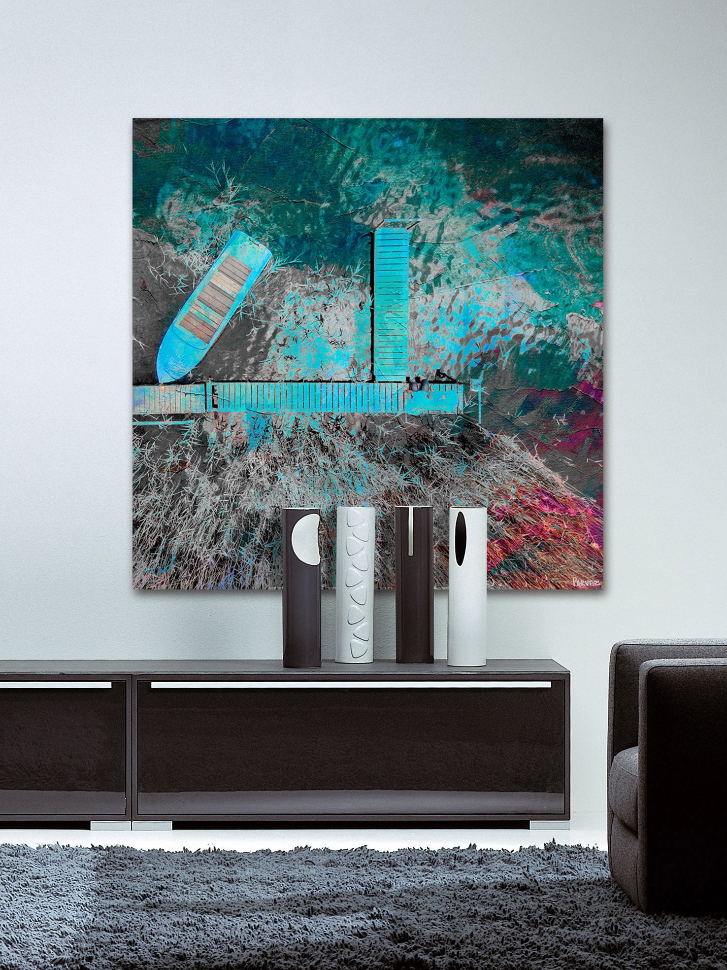 Parvez Taj "Blue Pier" Painting Print on Wrapped Canvas