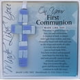 thumbnail image 1 of First Communion Gift for Boy - Handmade in USA Blue Mosaic Glass Cross with Sentiment, 1 of 10
