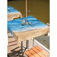 thumbnail image 2 of Outdoor Tablecloth with Umbrella Hole for Patio/Picnic/Party/Camping, Blue Coastal Beach Waterproof Table Cloth Square Cover Washable, Summer Nautical Ocean Beige Seaside (54"x 54"), 2 of 8
