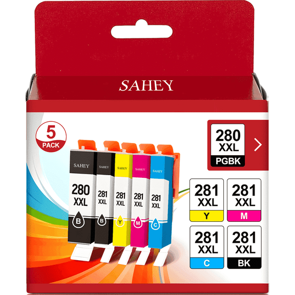 280XXL ink cartridge Compatible for Canon ink PGI-280XXL CLI-281XXL Ink Cartridges Compatible for with Pixma TS8300 TS6120 TR7520 TR8520 TS6120 TS6220 TS8120 TS8220 Printers(5-Pack)