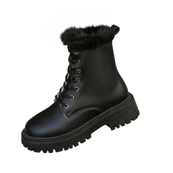 Black Ankle Boots For Womens Casual Laced Fleece Lined Wedge Heel Warm Winter Boots For Cold Weather Comfort And Style Size 40