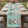 thumbnail image 4 of Green Easter Table Runner 48 Inches, Spring Cartoon Bunny Colorful Eggs Wood Grain Bed Runner Dresser Scarves Tabletop for Indoor Outdoor Parties/Ceremony/Banquet, 13" x 48", 4 of 8