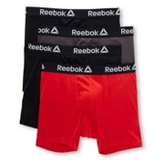 REEBOK Men's 4 Pack Performance Training Boxer Briefs, Red/Black, Medium