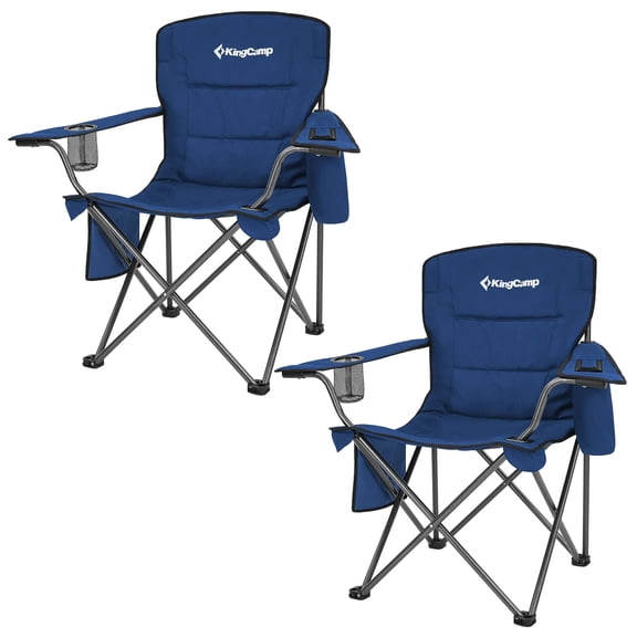 KingCamp Padded Chair with Cupholder, Cooler, and Pocket, Blue (2 Pack)