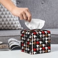 thumbnail image 6 of Lsque Houndstooth Green Red Printed Tissue Box Cover Holder, Facial Paper Organizer Dispenser,Square with Bottom Belt, PVC Leather Decorative Organizer, 6 of 8