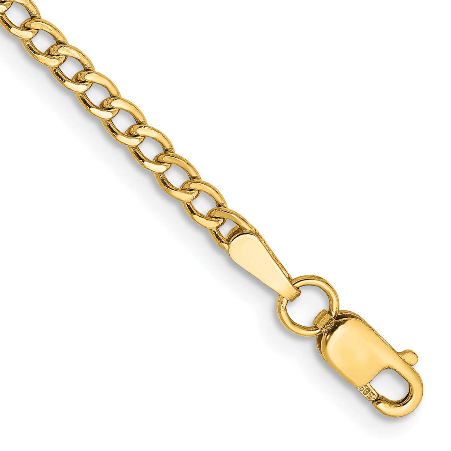 Primal Gold 14 Karat Yellow Gold 2.5mm Semi-Solid Curb Chain Anklet