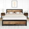 thumbnail image 4 of 700 lbs Metal Platform Bed with Wood Headboard and Footboard, 14 Inch Industrial Rustic Frame with Underbed Storage, No Box Spring Needed, Full Queen King, 4 of 6