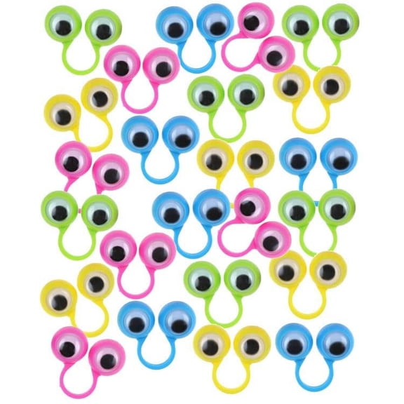 24 Finger Spies - Google Eye Finger Puppet Rings - Fun Bulk Novelty Toy - Googly Wiggle Eyeballs - Goody Bags / Prizes / Rewards Box Prize Toy Party Favors - Gift - Bulk 2 Dozen