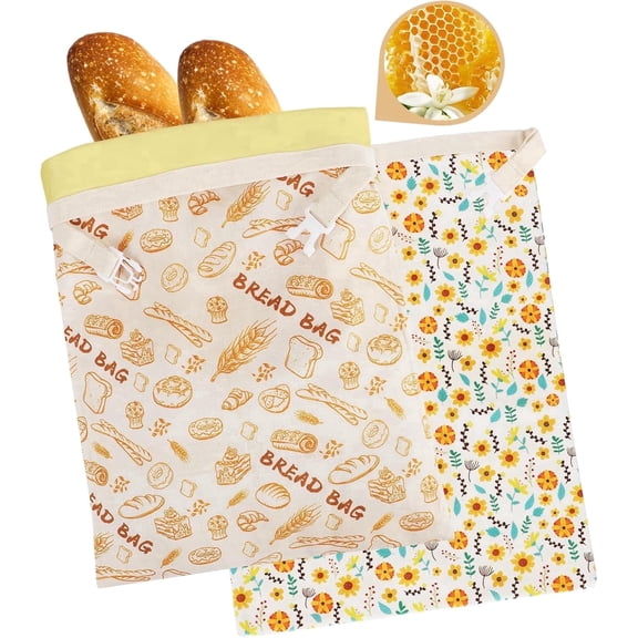 VALUNE 2-Pack Reusable Beeswax Cotton Bread Bags 17x13 inch, Eco-Friendly Storage for Sourdough & Homemade Bread, Natural Freshness, Easy to Clean