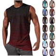 thumbnail image 5 of Chiccall Mens Workout Tank Tops Muscle Cut Off Shirts Comfy Sleeveless Crew Neck Gym Gradient Striped T-Shirts, 5 of 5