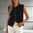 thumbnail image 2 of Ashirexll Sleeveless Tops for Women, Summer Casual Knitted Sleeveless Cardigan Vest Short Versatile Waistcoat, 2 of 5