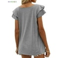 thumbnail image 4 of BadPiggies Casual Summer T-Shirts Women Ruffle Short Sleeve Tops V Neck Tunic Tee Blouse Loose Fit (2XL, Gray), 4 of 5