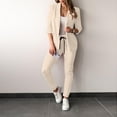 thumbnail image 3 of Clearance! Hontri Women's Office Trouser Suit Trouser Suit Trousers 2 Piece Suit Plain Two Piece Slim Fit Sporty Trouser Suit Women's Trousers Suit Beige Xl, 3 of 8