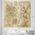 thumbnail image 1 of Steampunk Tapestry, Retro Hand-Drawn Infographic of Mechanisms and Machines Inspired Print, Fabric Wall Hanging Decor for Bedroom Living Room Dorm, 5 Sizes, Beige and Dark Brown, by Ambesonne, 1 of 1